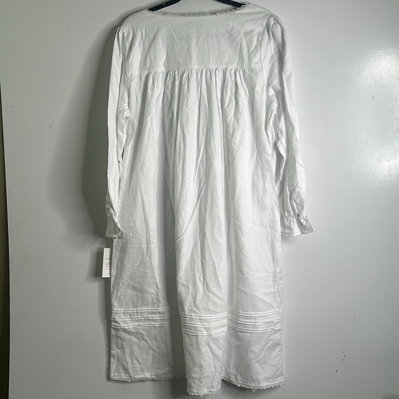 Eileen west Olivia long poet night gown cotton Rayon white dress size medium new - Picture 11 of 12